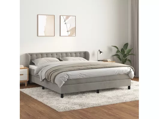 Kauf Unique Boxspringbett mit Matratze Hellgrau 180x200 cm Samt