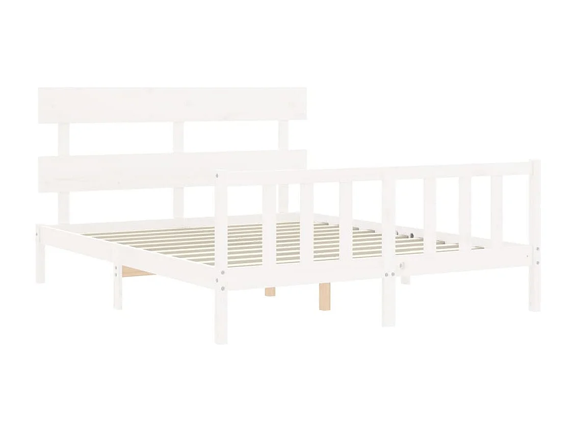Cama sem colchão 160x200 cm madeira de pinho maciça branco