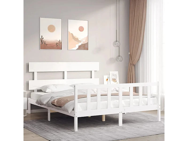 Estructura de cama sin colchón madera maciza de pino 160x200 cm