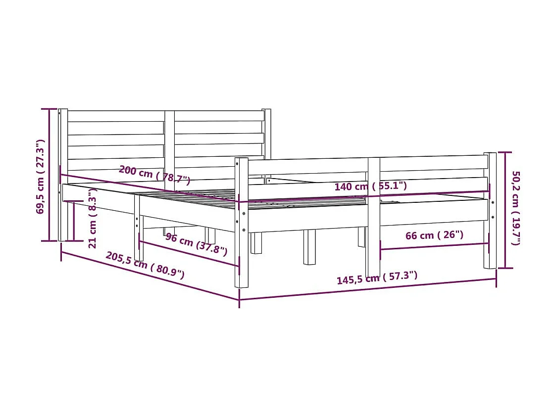 Giroletto senza Materaso Ambra in Legno Massello 140x200 cm
