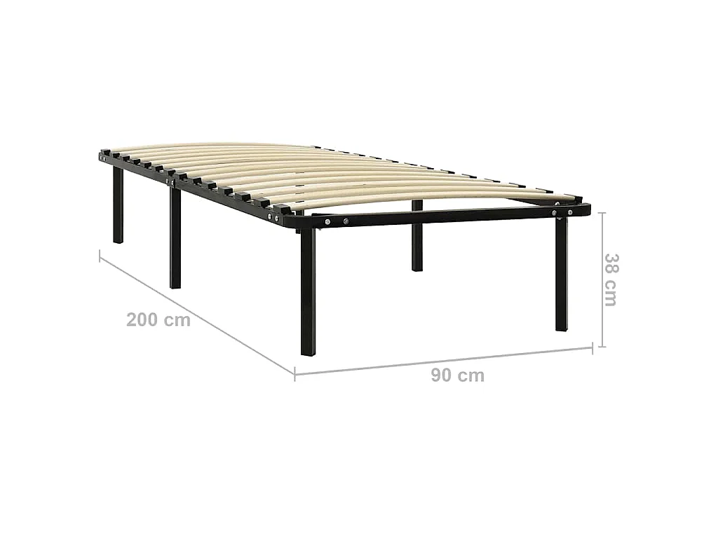 Estrutura de cama 90x200 cm metal preto