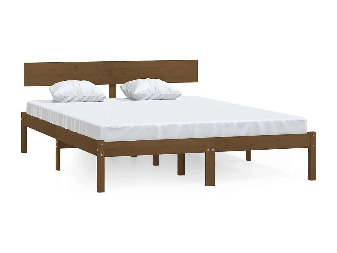 Cadre de lit sans matelas marron miel bois massif 120x200 cm