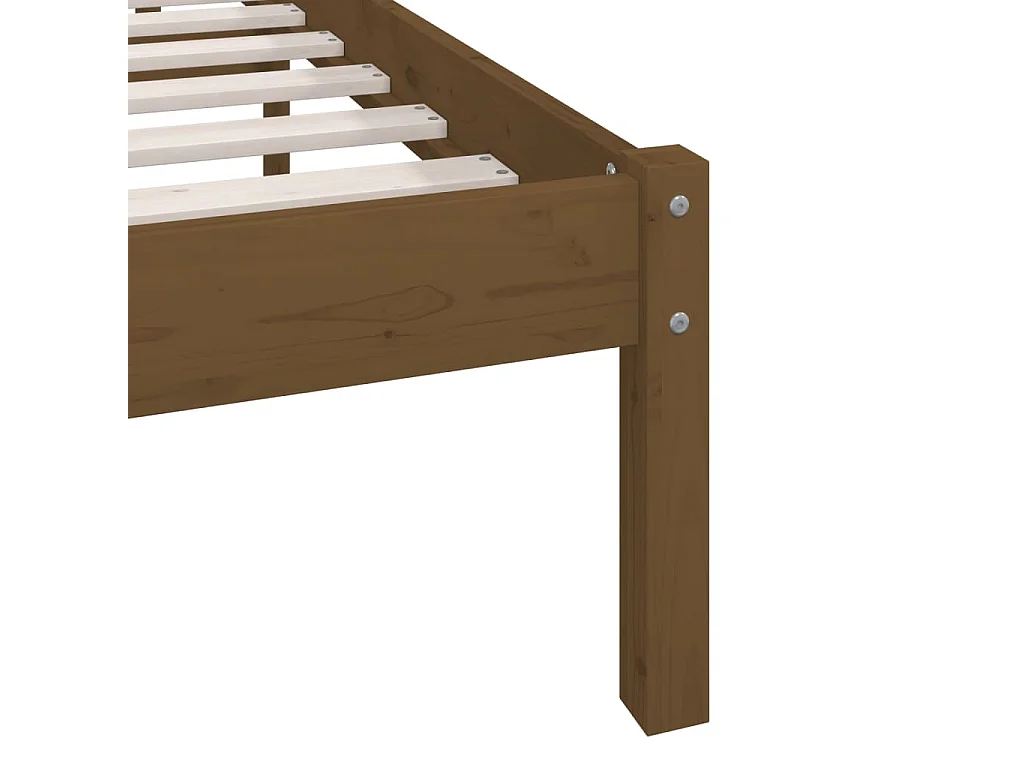 Cadre de lit sans matelas marron miel bois massif 120x200 cm