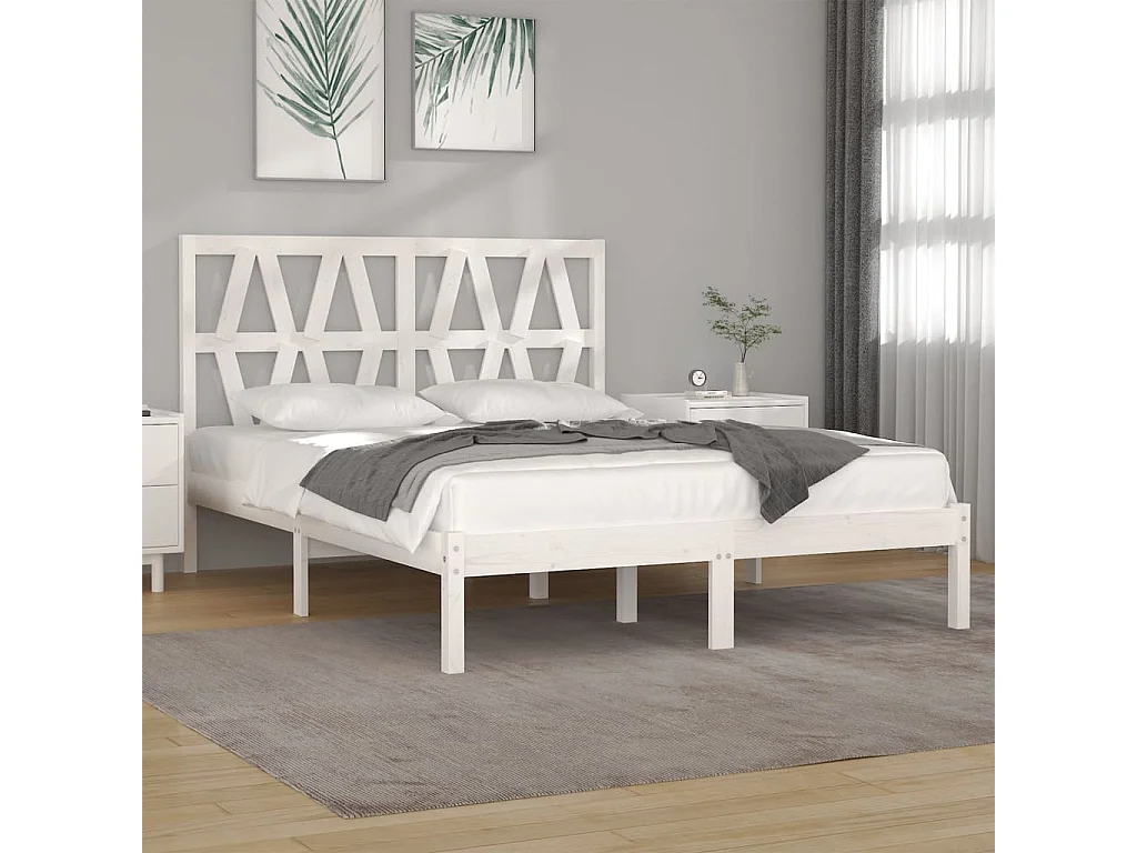 Cadre de lit sans matelas blanc bois massif 120x200 cm