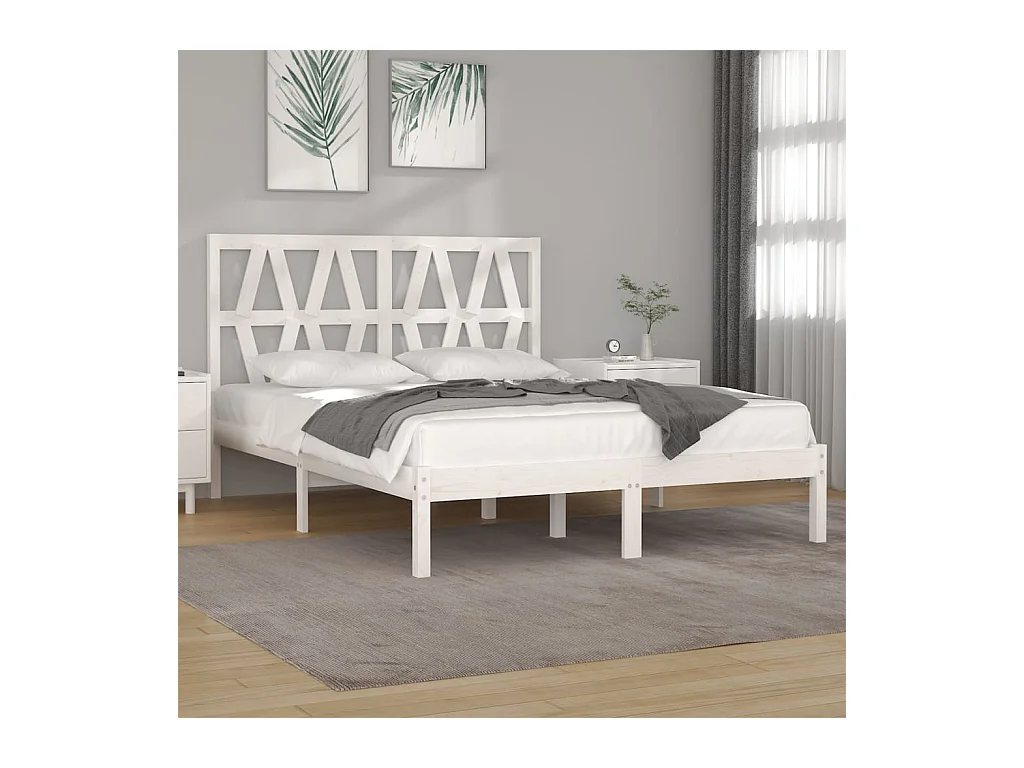 Bedframe massief grenenhout wit 120x200 cm