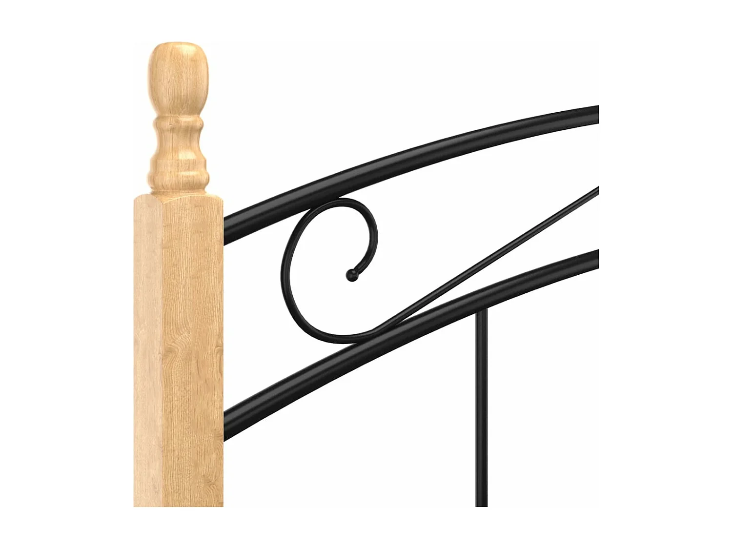 Cadre de lit sans matelas noir métal bois chêne 200x200 cm