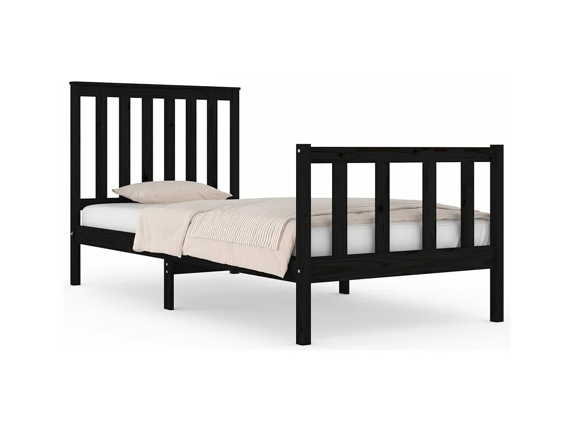 Giroletto in Legno Massello Nero 75x190 cm Small Single