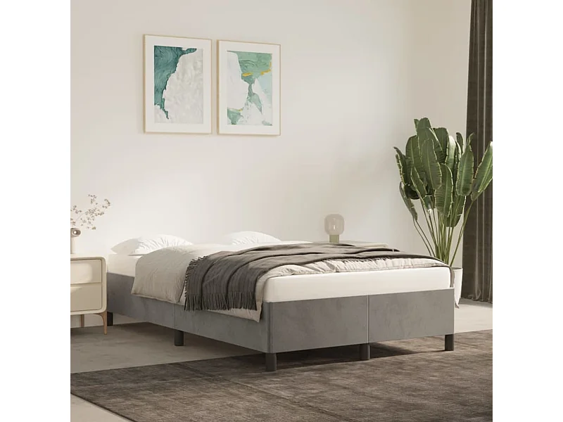 Cadre de lit sans matelas gris clair 120x200 cm velours