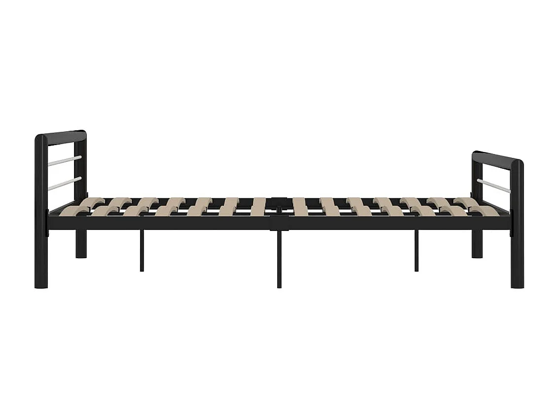 Cadre de lit sans matelas noir et blanc métal 180x200 cm