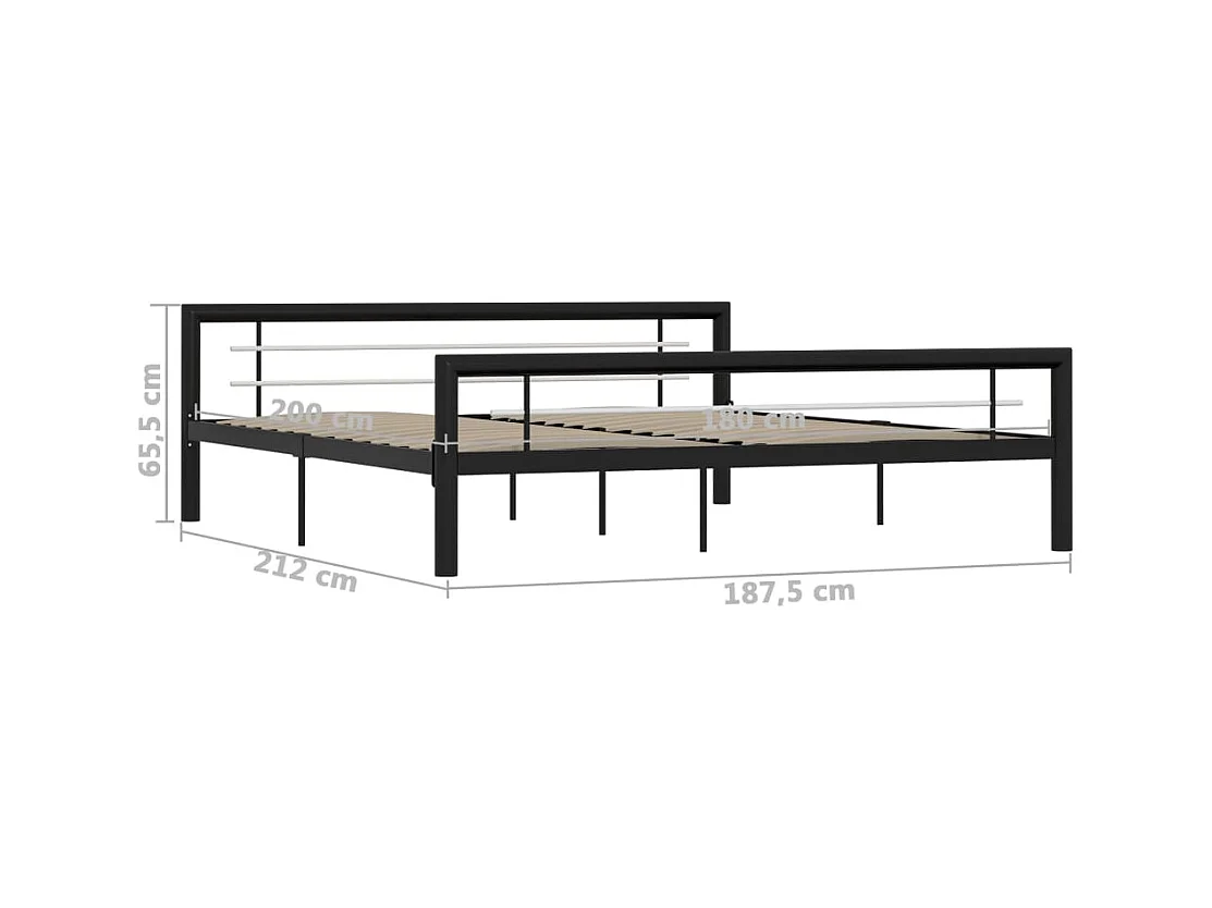 Bedframe metaal zwart en wit 180x200 cm