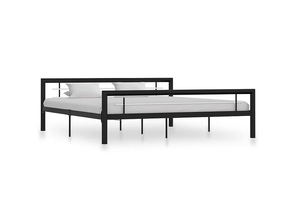 Estrutura de cama 180x200 cm metal preto e branco