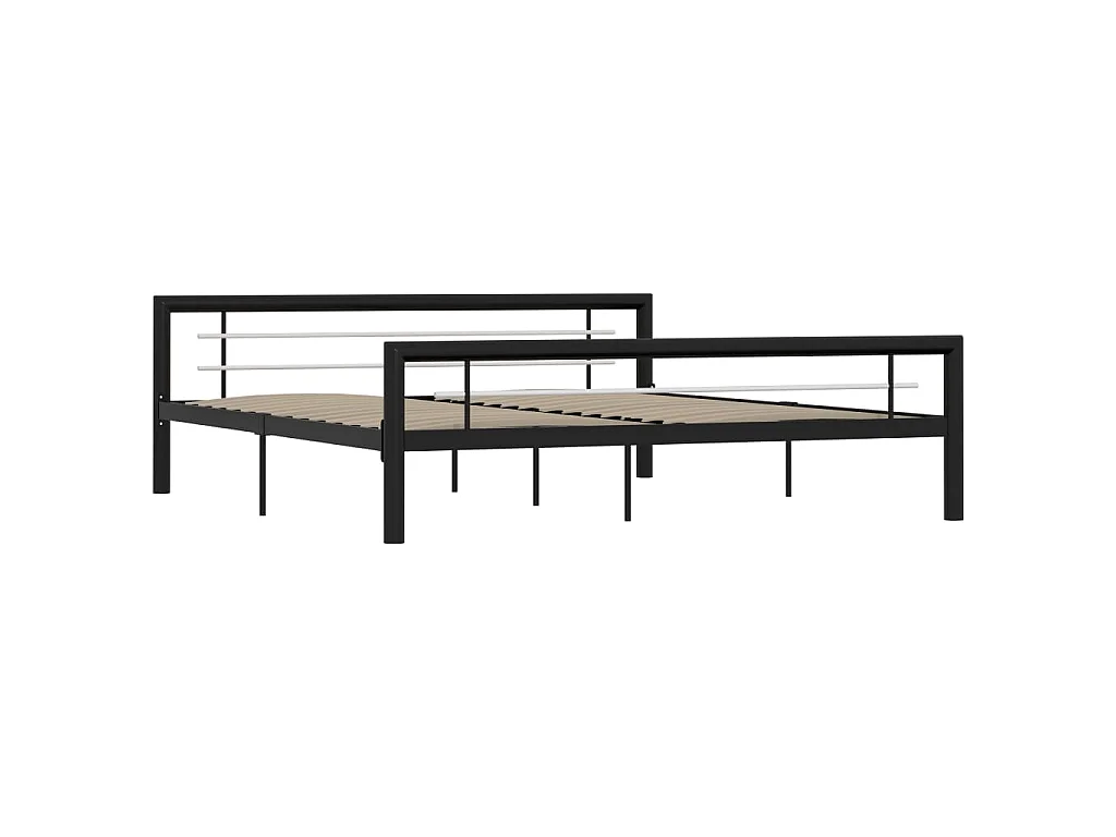 Estrutura de cama 180x200 cm metal preto e branco