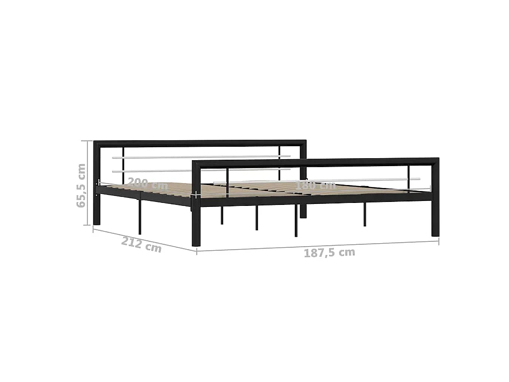 Estrutura de cama 180x200 cm metal preto e branco
