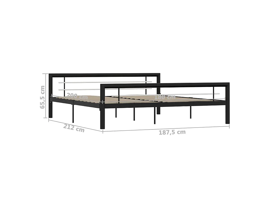Estrutura de cama 180x200 cm metal preto e branco