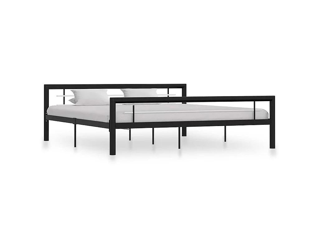 Estrutura de cama 180x200 cm metal preto e branco