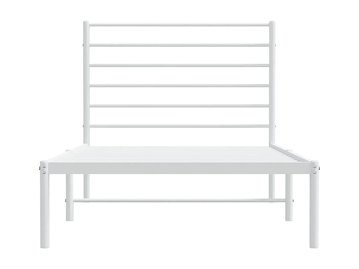 Cadre de lit métal sans matelas avec tête de lit blanc 75x190cm