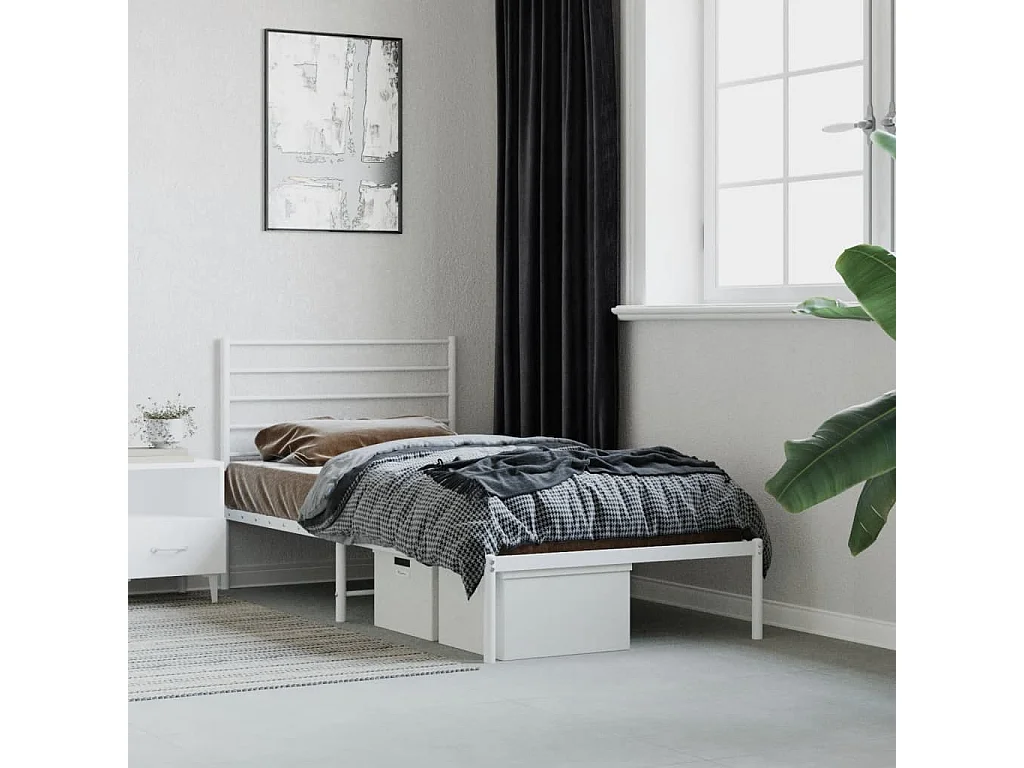 Estrutura de cama sem colchão com cabeceira 75x190 cm branco