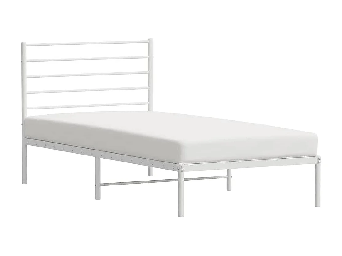 Cadre de lit métal sans matelas avec tête de lit blanc 75x190cm