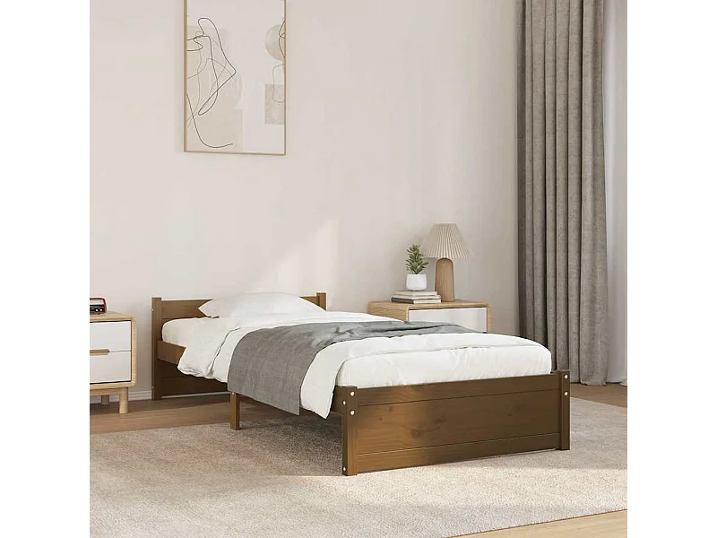 Bedframe massief hout honingbruin 75x190 cm