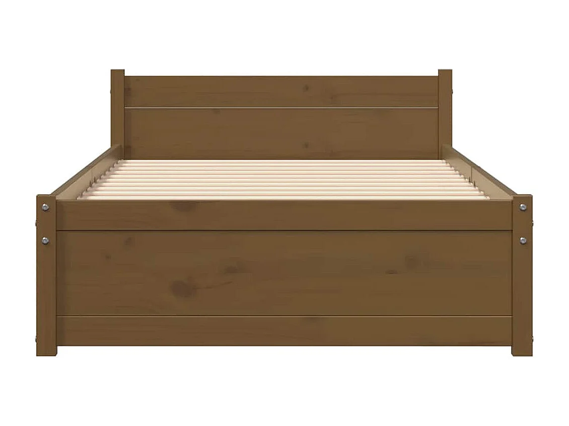 Cadre de lit sans matelas marron miel bois massif 75x190 cm