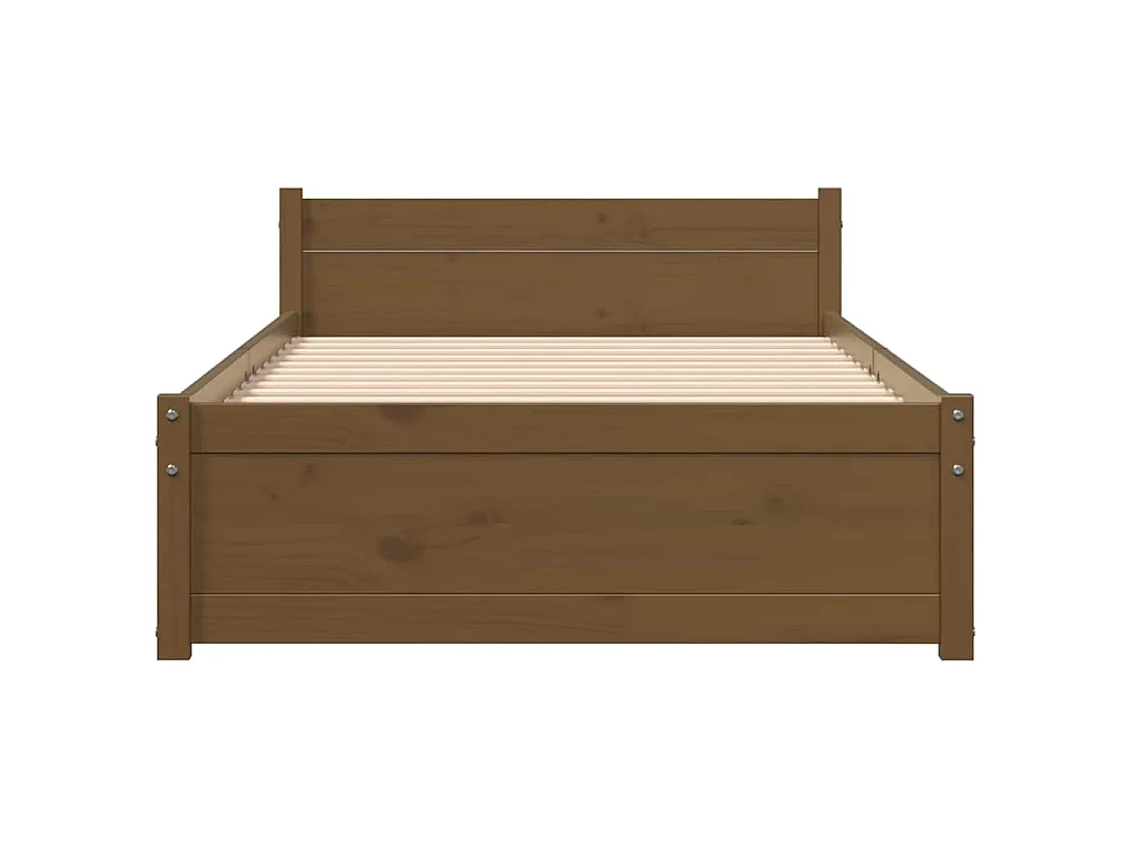 Cadre de lit sans matelas marron miel bois massif 75x190 cm