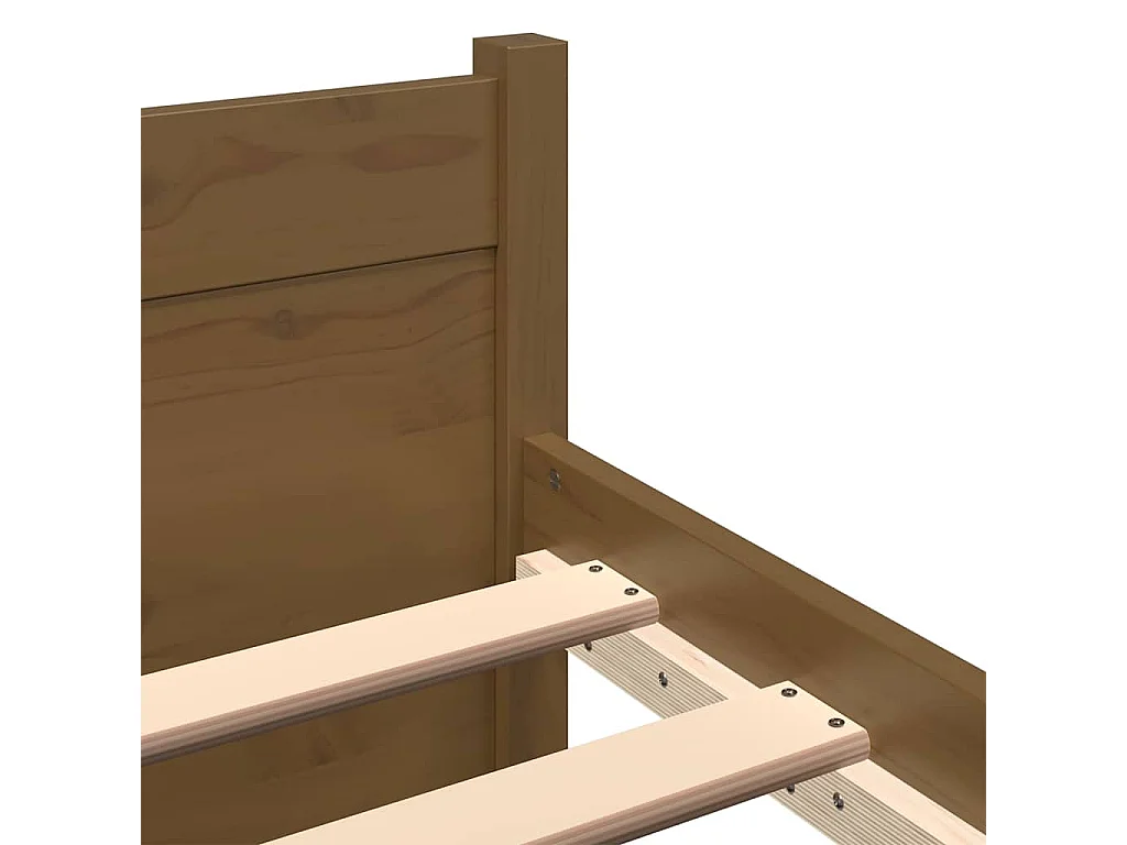 Cadre de lit sans matelas marron miel bois massif 75x190 cm