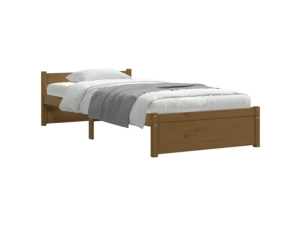 Cadre de lit sans matelas marron miel bois massif 75x190 cm