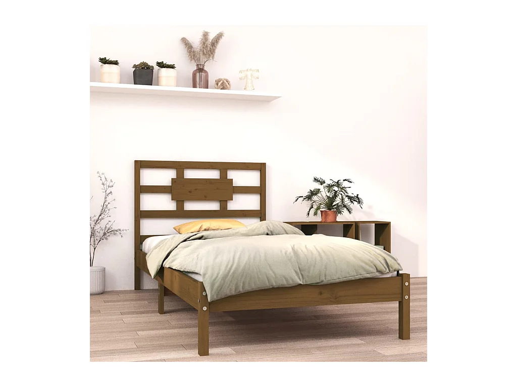 Cadre de lit sans matelas marron miel 100x200 cm bois massif