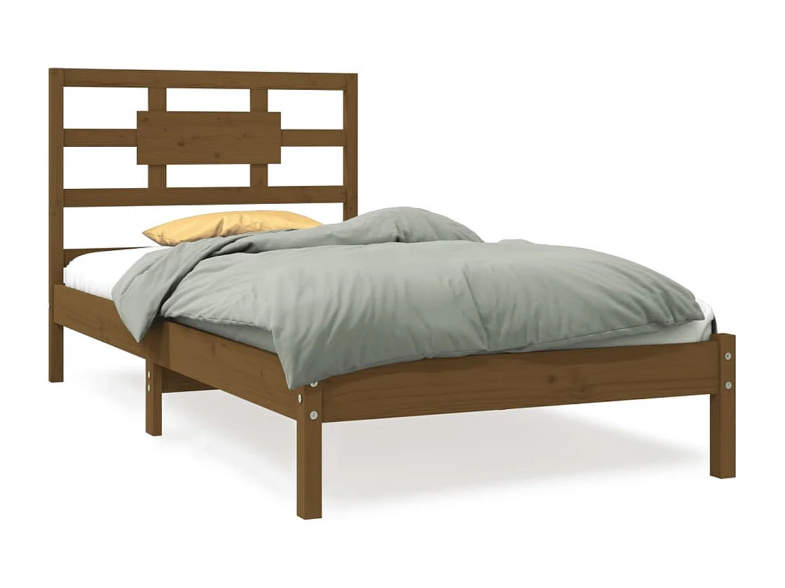 Estrutura de cama 100x200 cm madeira maciça castanho mel