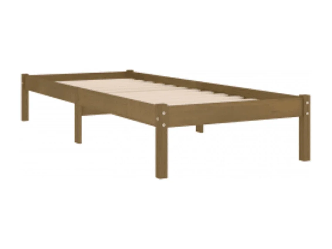 Estrutura de cama 100x200 cm madeira maciça castanho mel