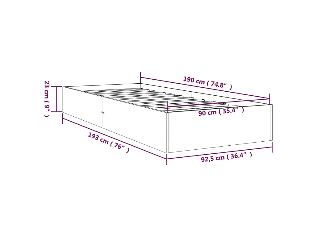 Giroletto in Legno Massello 90x190 cm Single
