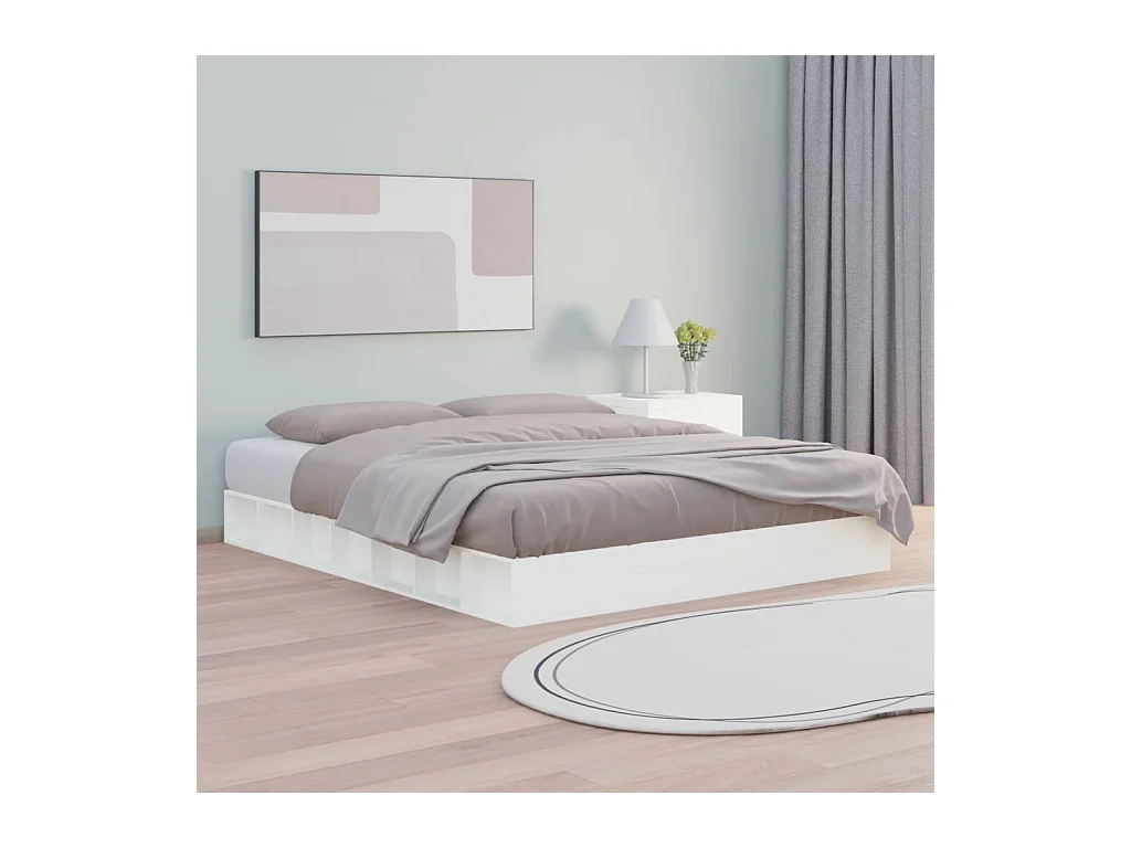 Cadre de lit sans matelas blanc 200x200 cm bois massif