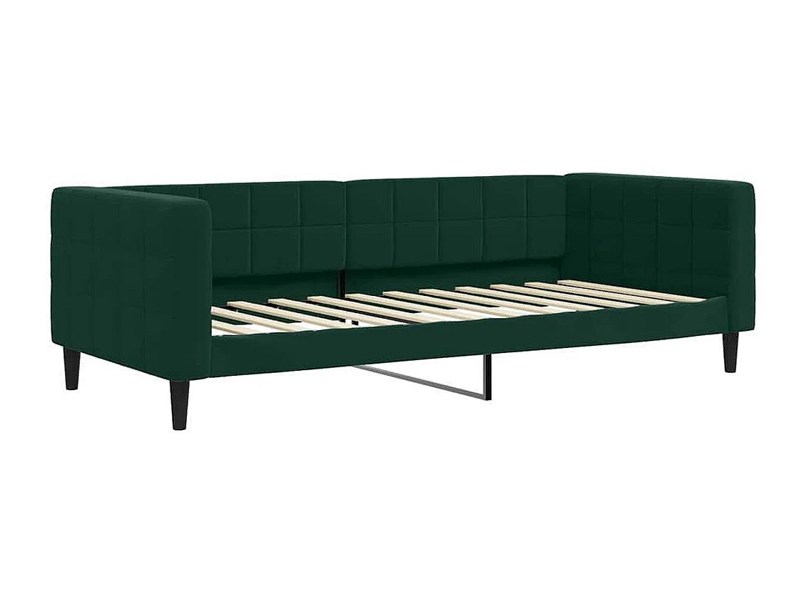 Slaapbank onderschuifbed en lades 90x200 cm fluweel donkergroen