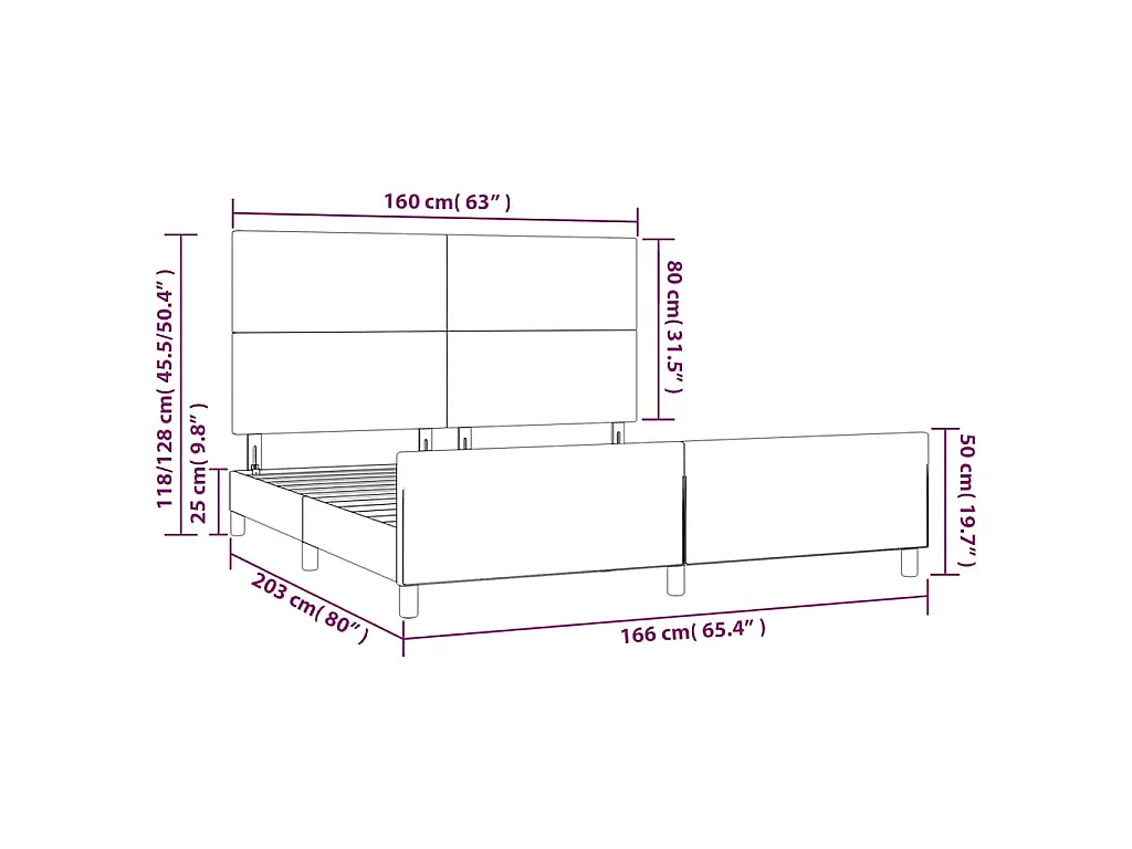Cadre de lit sans matelas bleu foncé 160x200 cm velours