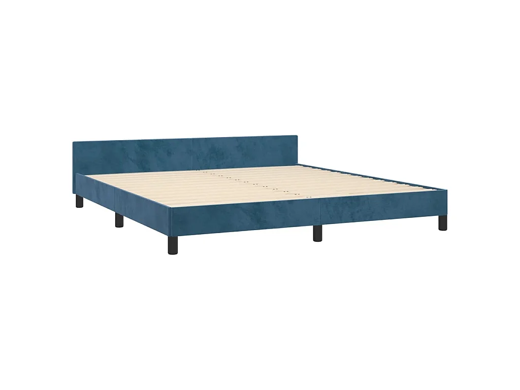 Cadre de lit sans matelas bleu foncé 160x200 cm velours