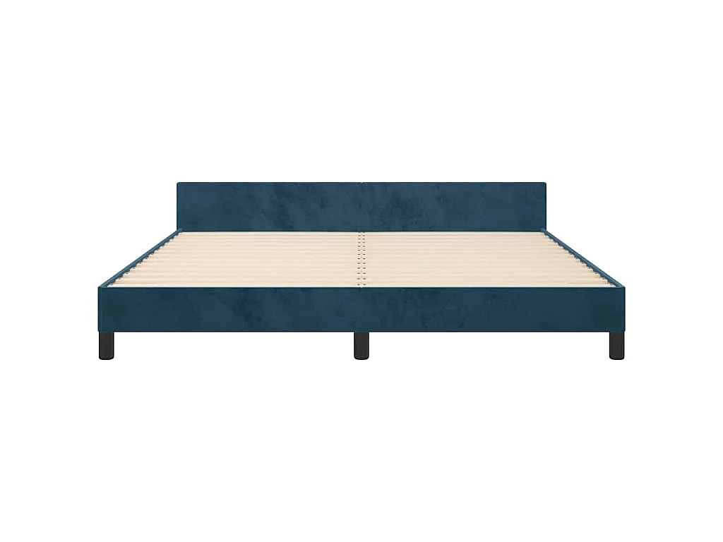 Cadre de lit sans matelas bleu foncé 160x200 cm velours