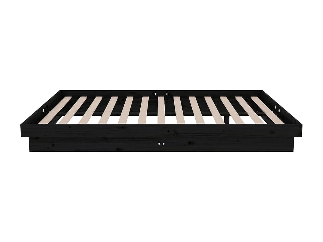 Cadre de lit sans matelas noir bois massif