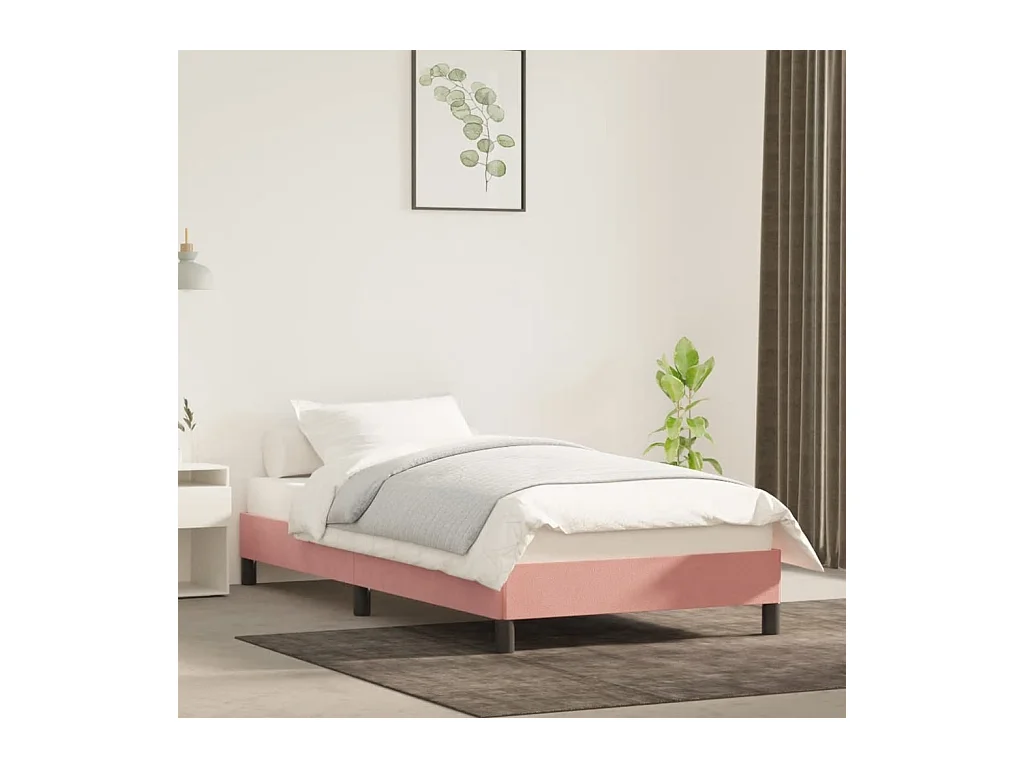 Cadre de lit sans matelas rose 90x190 cm velours