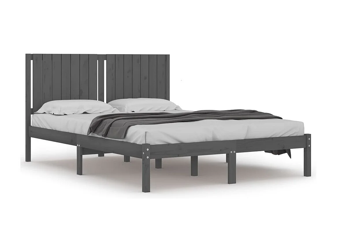 Bedframe massief hout grijs 150x200 cm