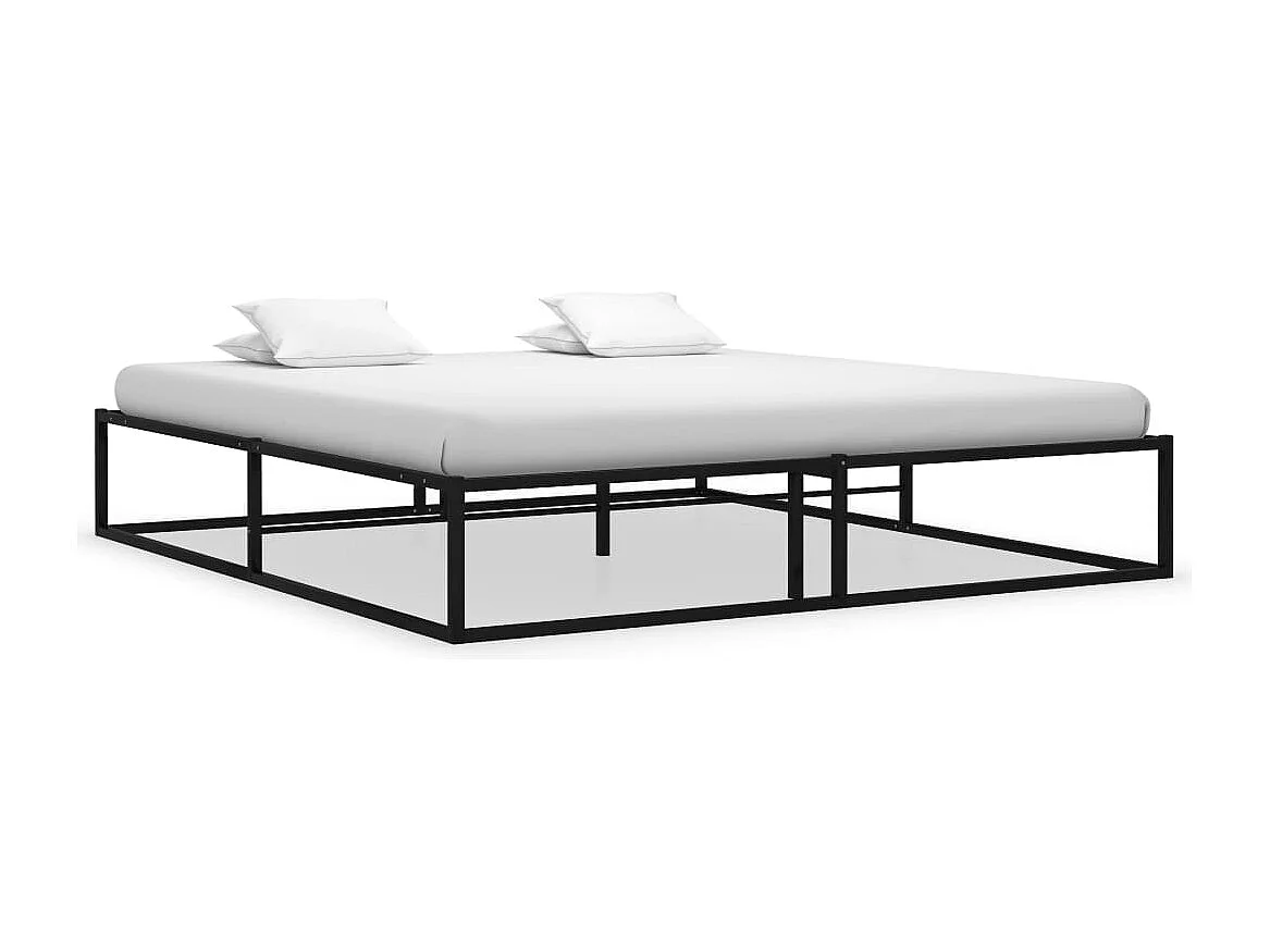 Cadre de lit sans matelas noir métal 140x200 cm