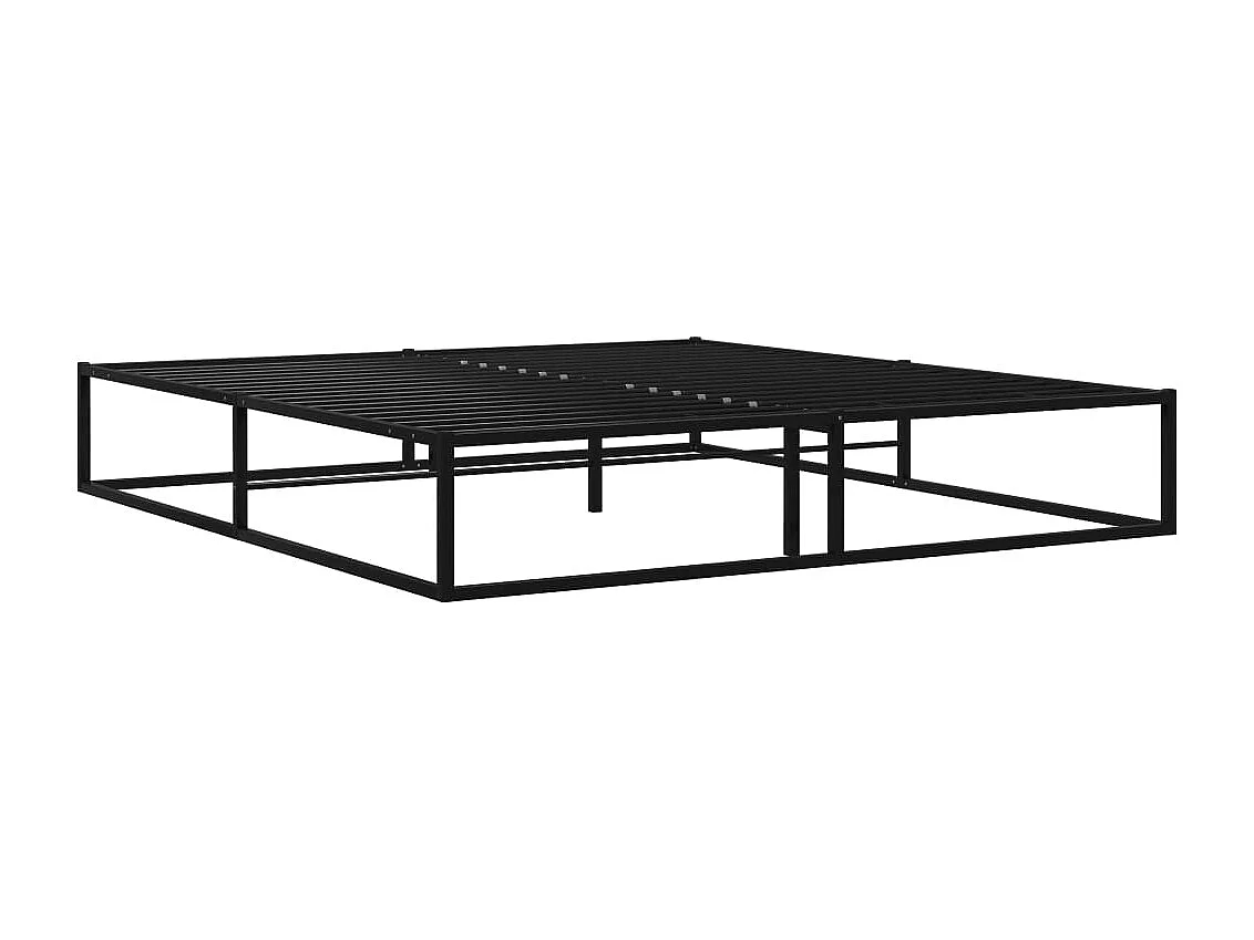 Cadre de lit sans matelas noir métal 140x200 cm