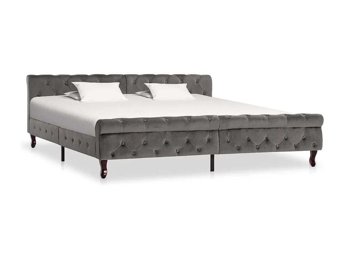 Cadre de lit sans matelas gris velours 200x200 cm