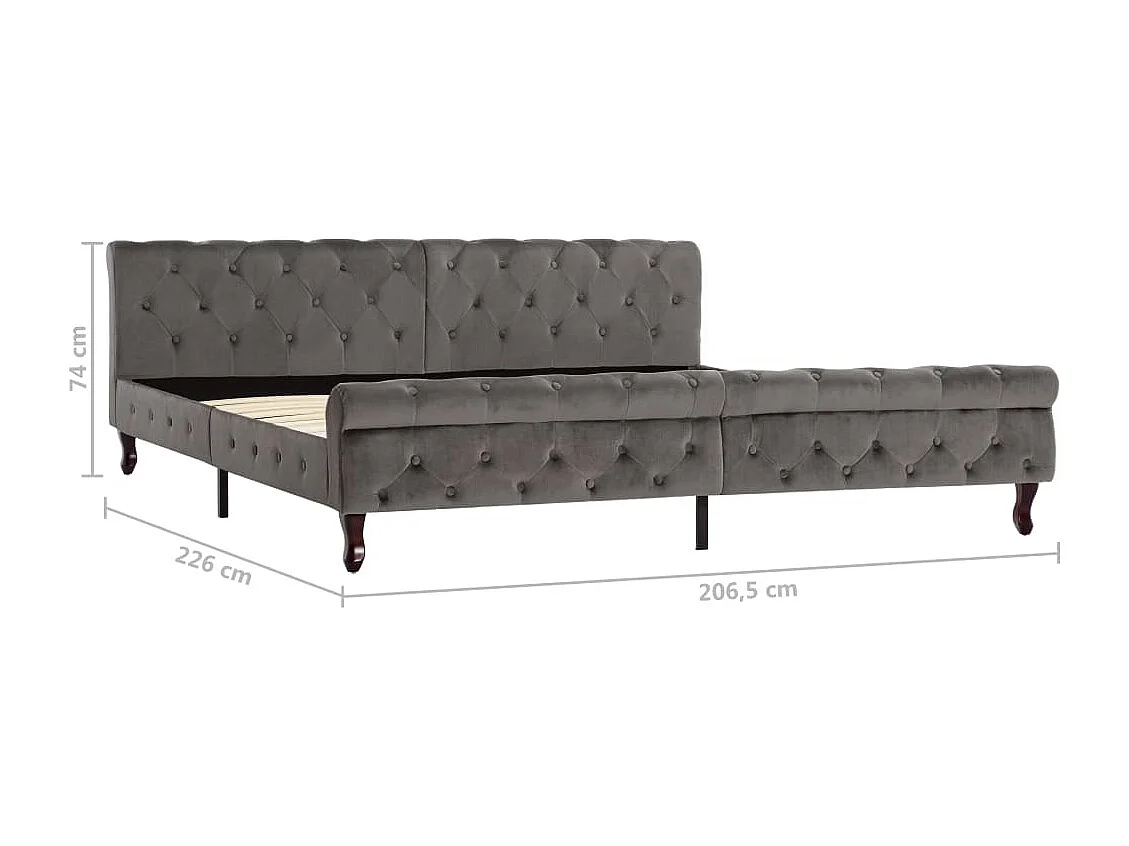 Cadre de lit sans matelas gris velours 200x200 cm