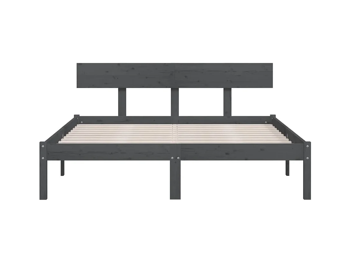 Cadre de lit sans matelas bois massif gris 200x200 cm