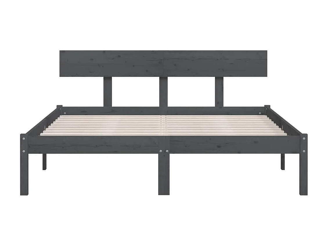 Massivholzbett Grau Kiefer 200x200 cm