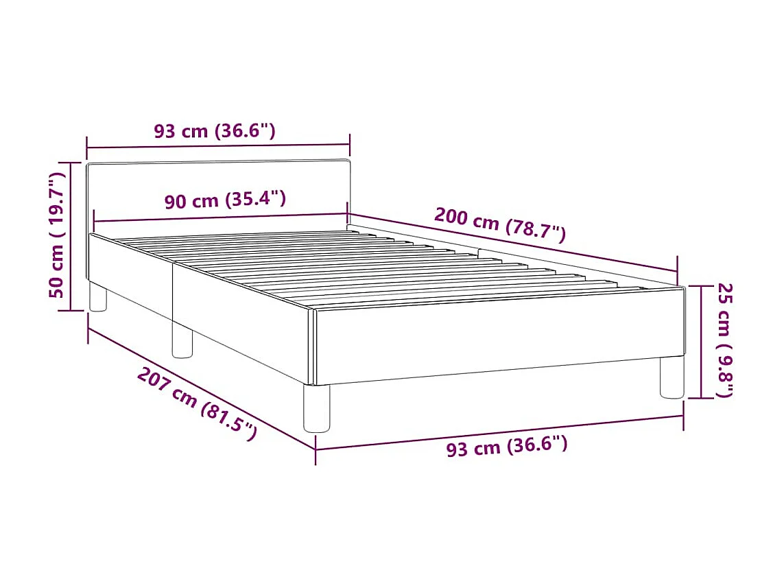 Estrutura de cama sem colchão 90x200 cm veludo verde-escuro