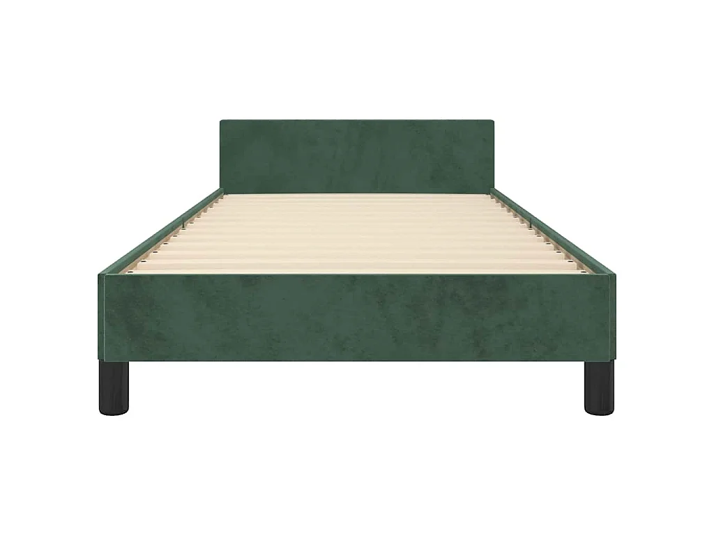 Cadre de lit sans matelas vert foncé 90x200 cm velours