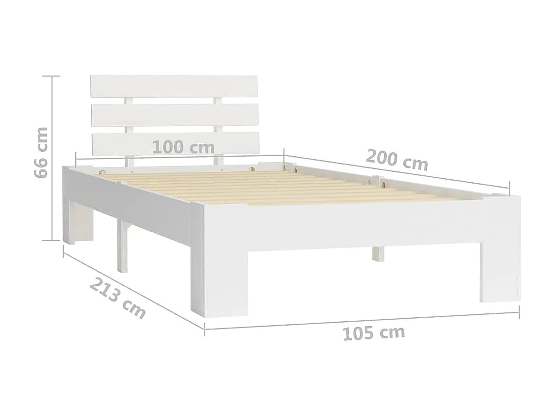 Cadre de lit sans matelas blanc bois de pin massif 100x200 cm
