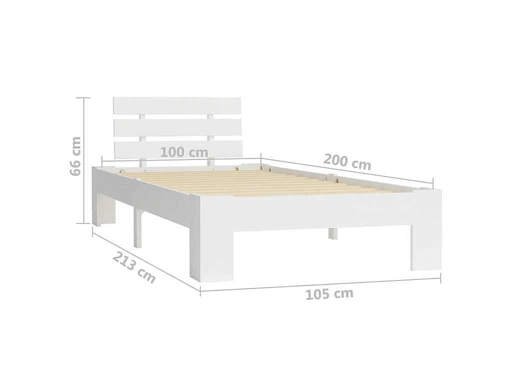 Bedframe massief grenenhout wit 100x200 cm