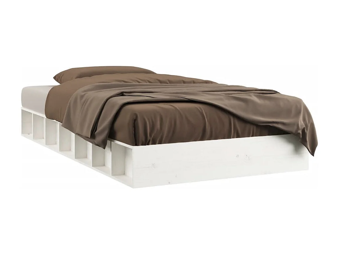 Cadre de lit sans matelas blanc 140x190 cm bois massif